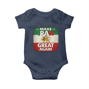 Make Iran Great Again Baby Onesie MIGA Vintage Persian Lion Flag TS11 Navy Print Your Wear