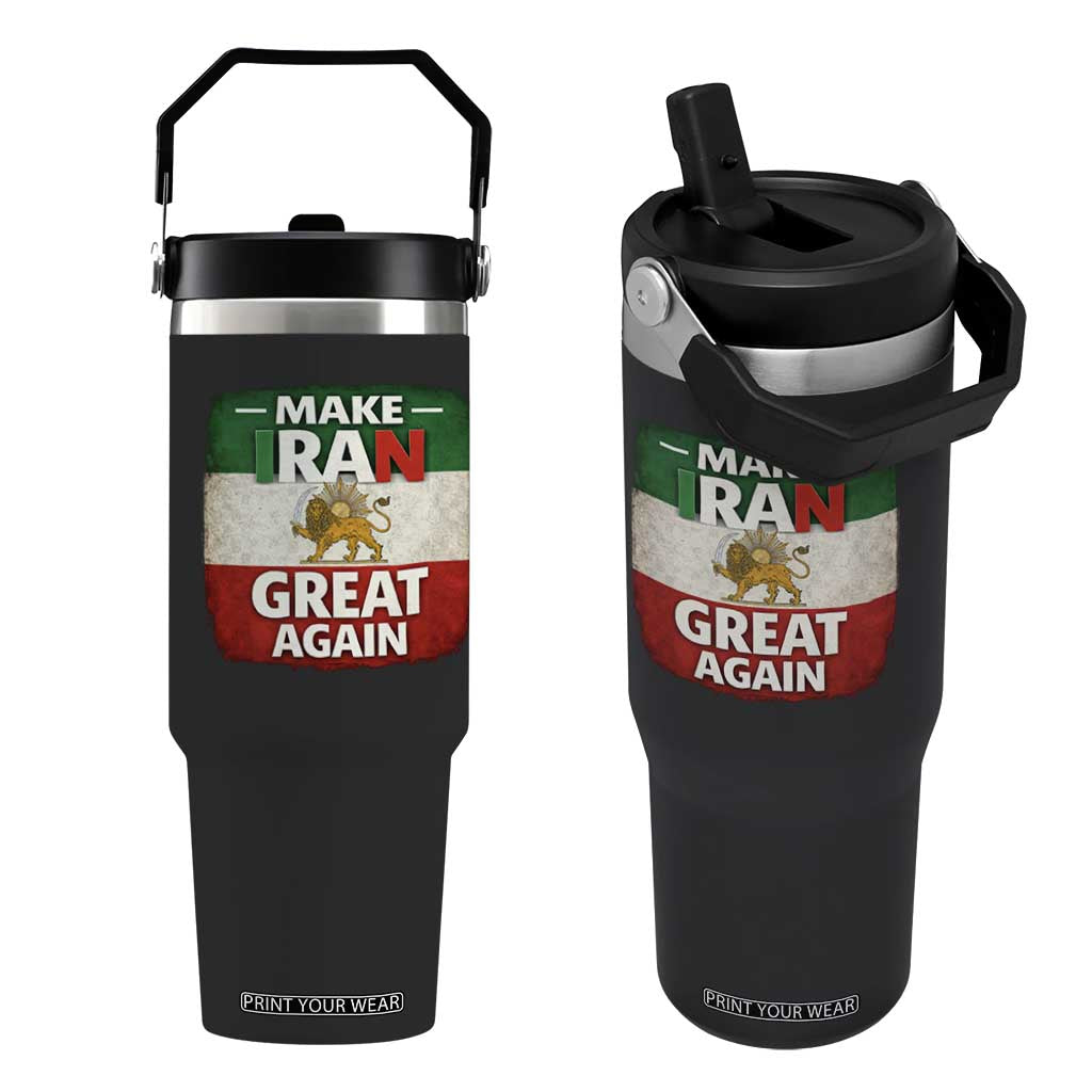 Make Iran Great Again Flip Straw Tumbler MIGA Vintage Persian Lion Flag TS11 One Size: 30 oz Black Print Your Wear