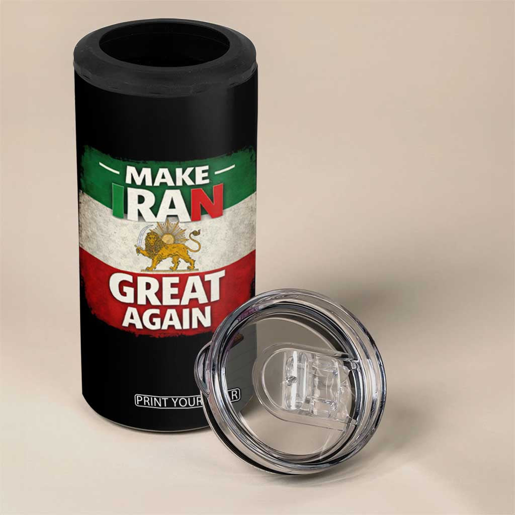 Make Iran Great Again 4 in 1 Can Cooler Tumbler MIGA Vintage Persian Lion Flag TS11 Print Your Wear