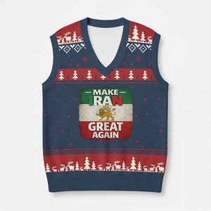 Make Iran Great Again V-Neck Knit Sweater Vest MIGA Vintage Persian Lion Flag TS11 Navy Red Print Your Wear