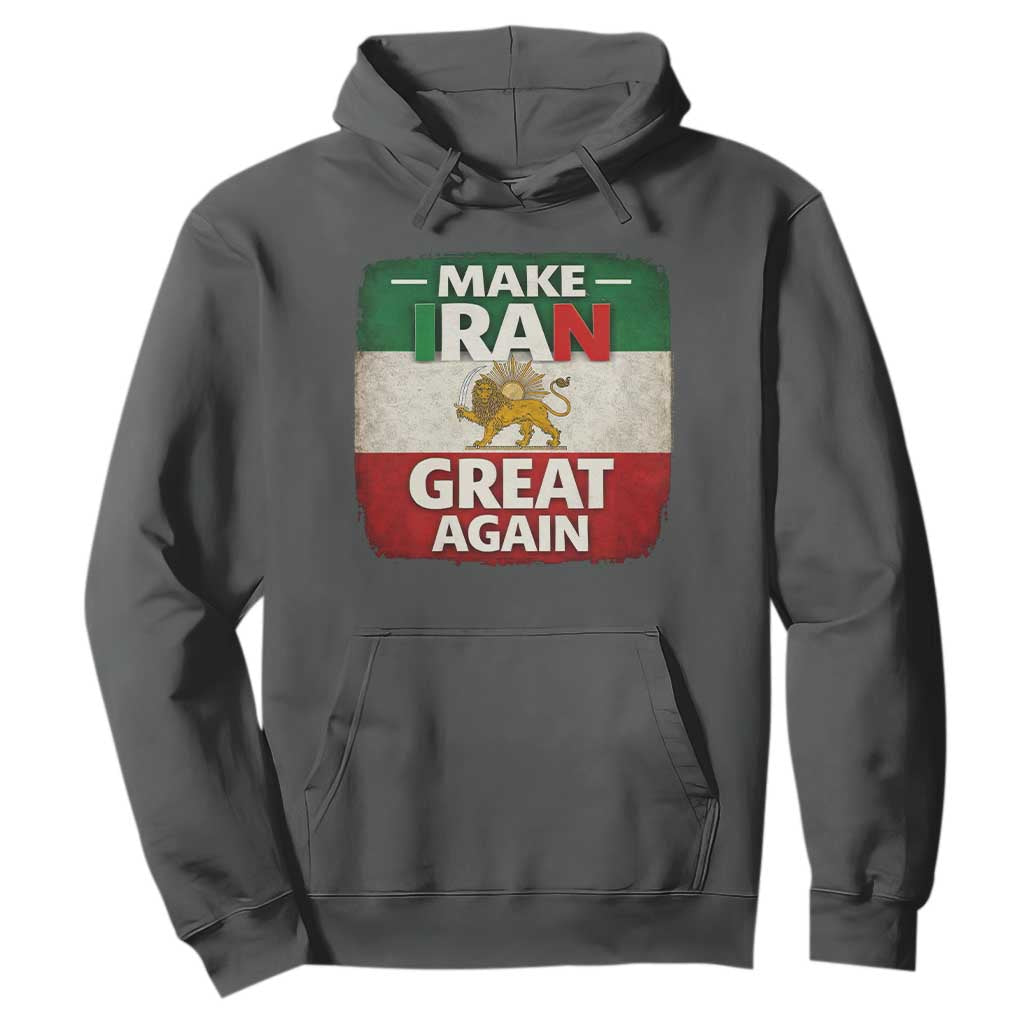 Make Iran Great Again Hoodie MIGA Vintage Persian Lion Flag TS11 Dark Heather Print Your Wear