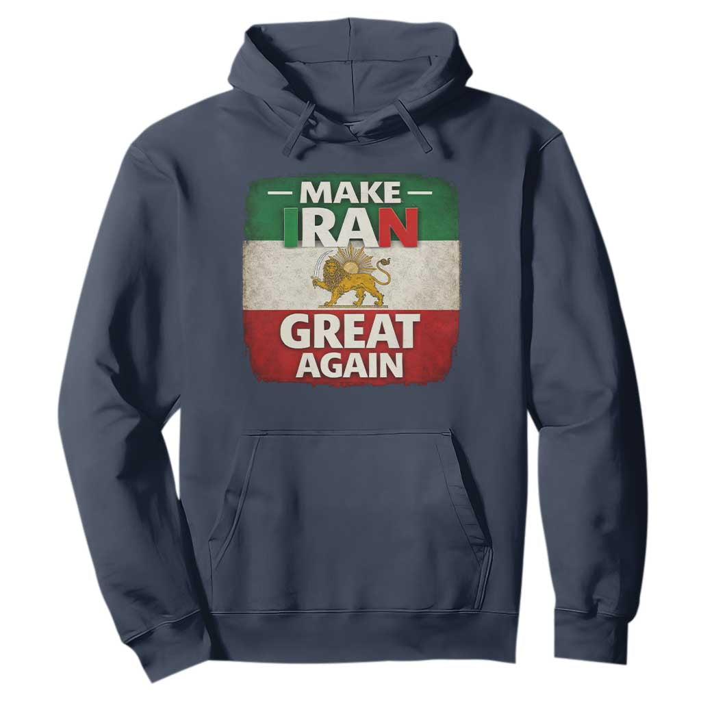 Make Iran Great Again Hoodie MIGA Vintage Persian Lion Flag TS11 Navy Print Your Wear
