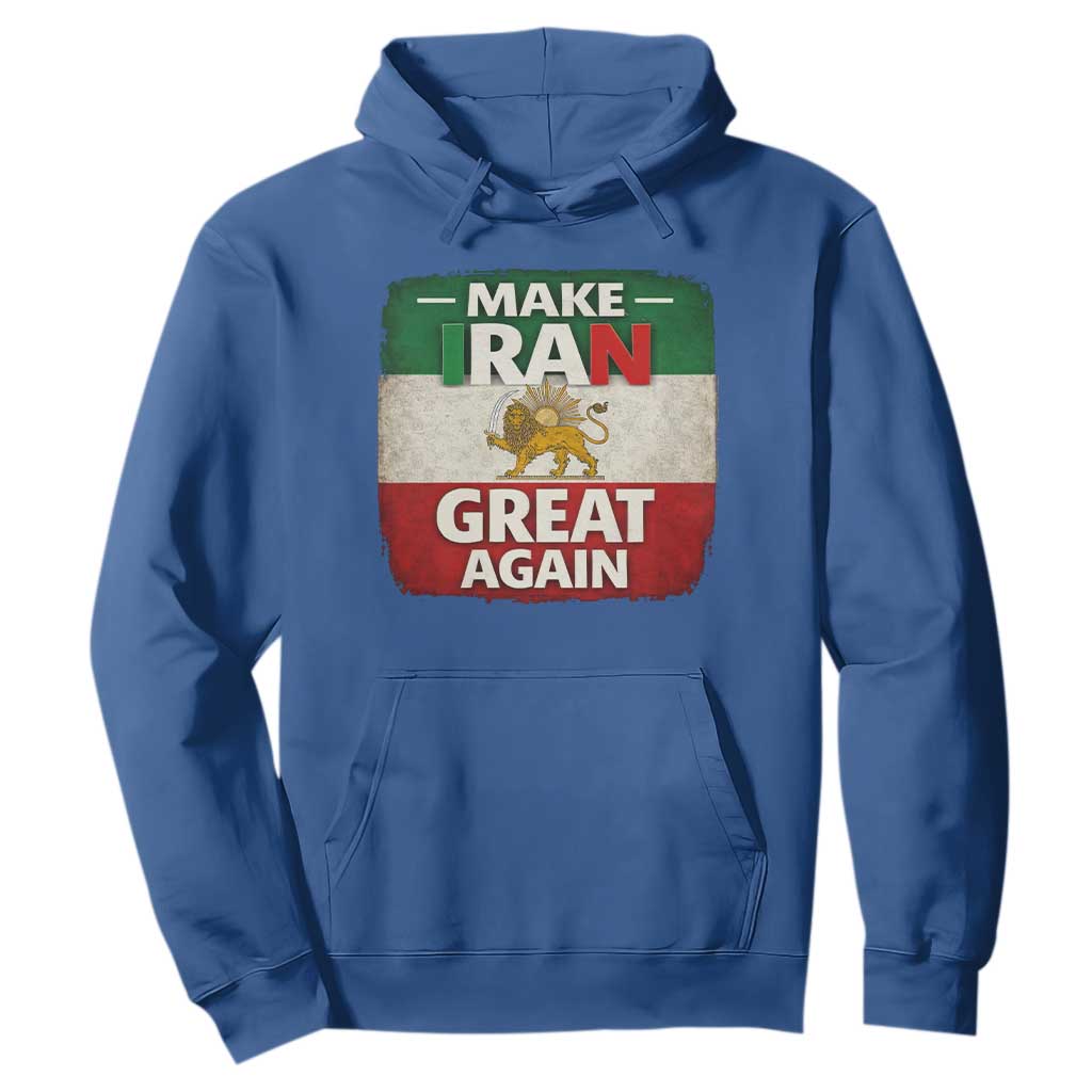 Make Iran Great Again Hoodie MIGA Vintage Persian Lion Flag TS11 Royal Blue Print Your Wear