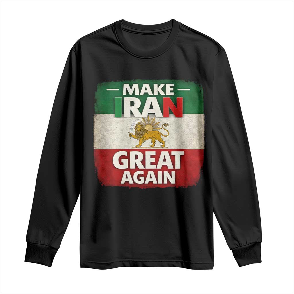 Make Iran Great Again Long Sleeve Shirt MIGA Vintage Persian Lion Flag TS11 Black Print Your Wear