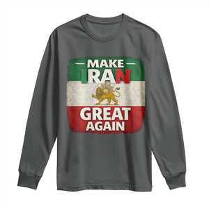 Make Iran Great Again Long Sleeve Shirt MIGA Vintage Persian Lion Flag TS11 Dark Heather Print Your Wear