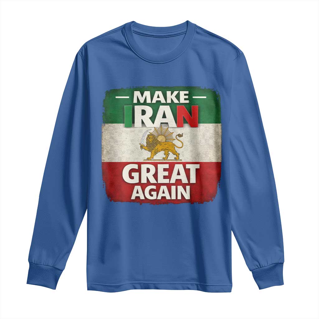 Make Iran Great Again Long Sleeve Shirt MIGA Vintage Persian Lion Flag TS11 Royal Blue Print Your Wear