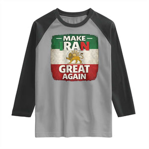 Make Iran Great Again Raglan Shirt MIGA Vintage Persian Lion Flag TS11 Sport Gray Black Print Your Wear