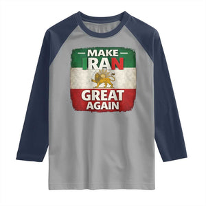 Make Iran Great Again Raglan Shirt MIGA Vintage Persian Lion Flag TS11 Sport Gray Navy Print Your Wear