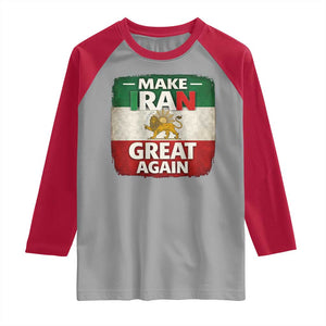 Make Iran Great Again Raglan Shirt MIGA Vintage Persian Lion Flag TS11 Sport Gray Red Print Your Wear
