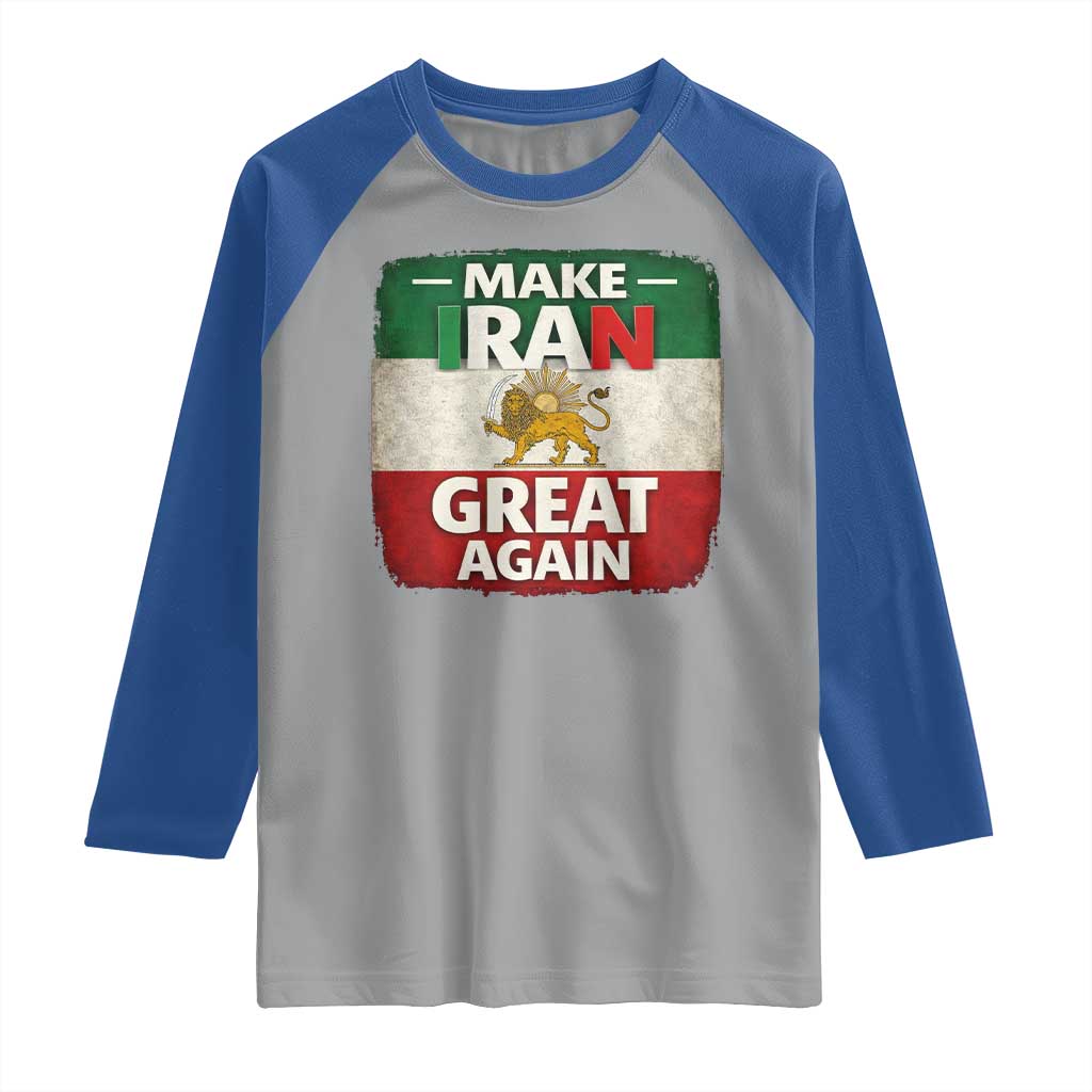 Make Iran Great Again Raglan Shirt MIGA Vintage Persian Lion Flag TS11 Sport Gray Royal Print Your Wear
