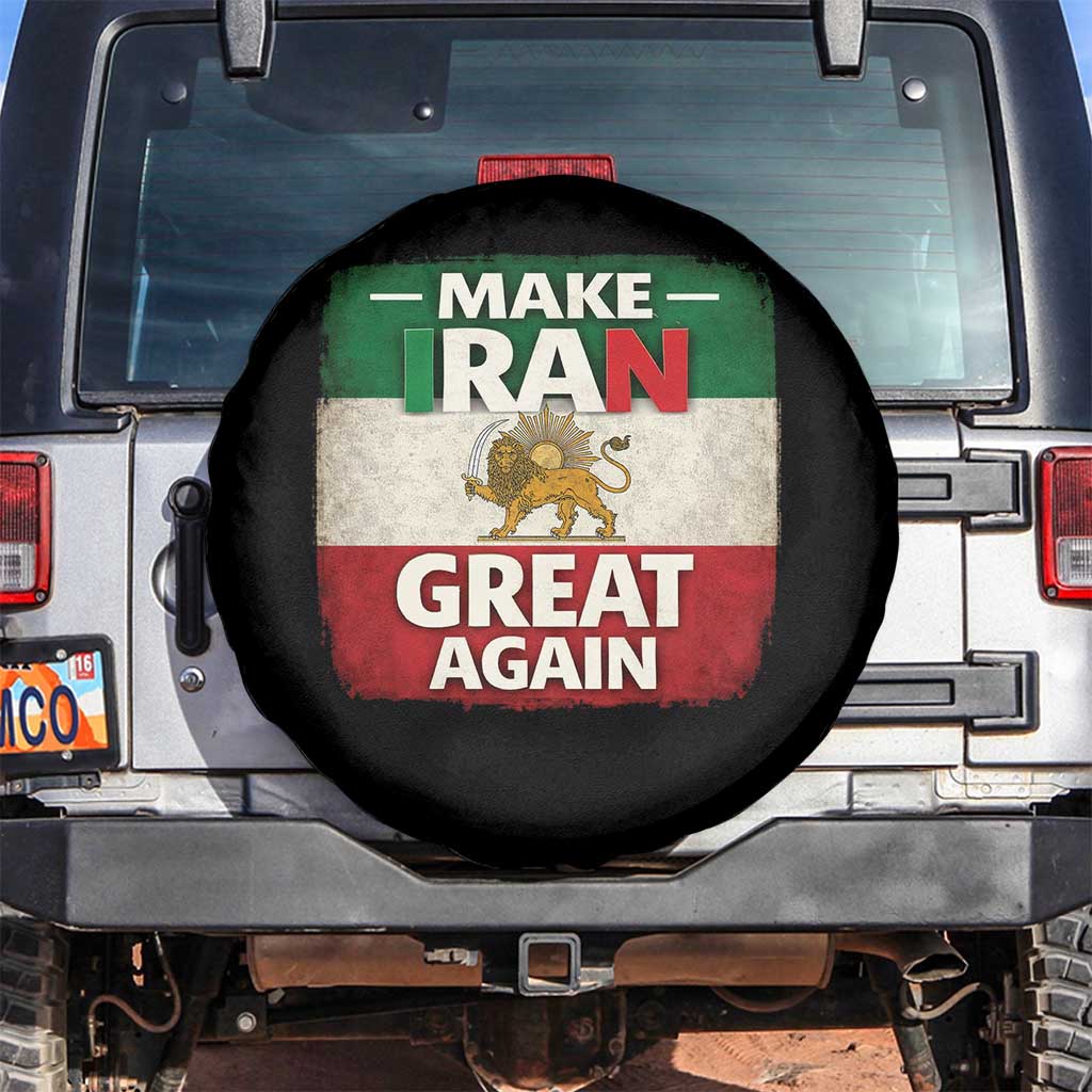 Make Iran Great Again Spare Tire Cover MIGA Vintage Persian Lion Flag TS11 No hole Black Print Your Wear
