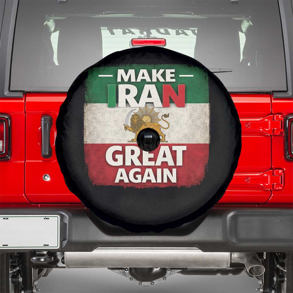 Make Iran Great Again Spare Tire Cover MIGA Vintage Persian Lion Flag TS11 Black Print Your Wear