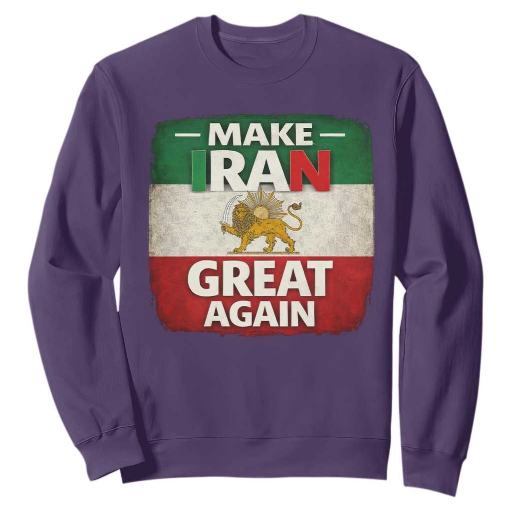 Make Iran Great Again Sweatshirt MIGA Vintage Persian Lion Flag TS11 Purple Print Your Wear