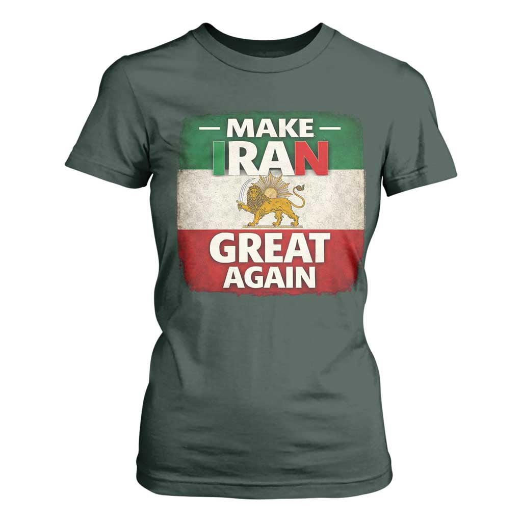 Make Iran Great Again T Shirt For Women MIGA Vintage Persian Lion Flag TS11 Dark Forest Green Print Your Wear