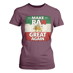 Make Iran Great Again T Shirt For Women MIGA Vintage Persian Lion Flag TS11 Maroon Print Your Wear
