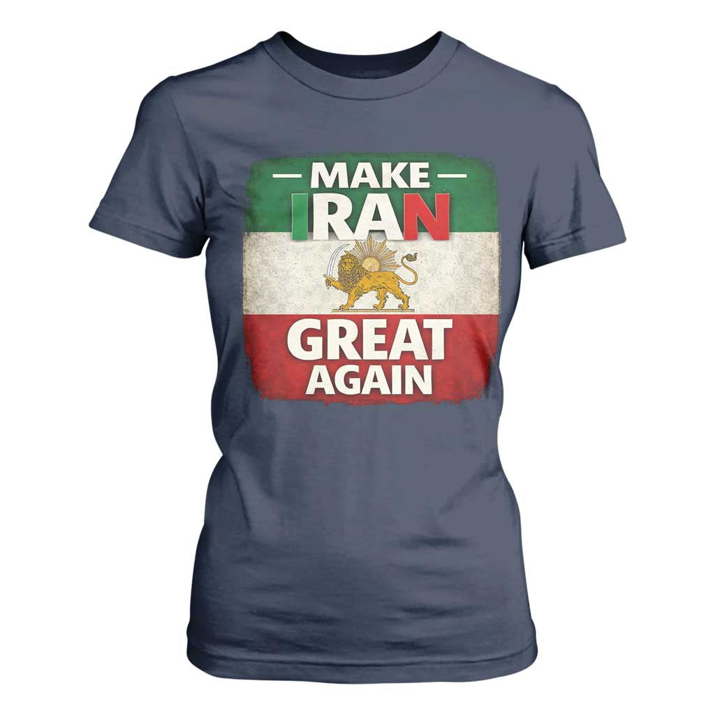Make Iran Great Again T Shirt For Women MIGA Vintage Persian Lion Flag TS11 Navy Print Your Wear