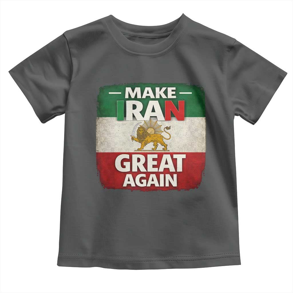 Make Iran Great Again Toddler T Shirt MIGA Vintage Persian Lion Flag TS11 Dark Heather Print Your Wear
