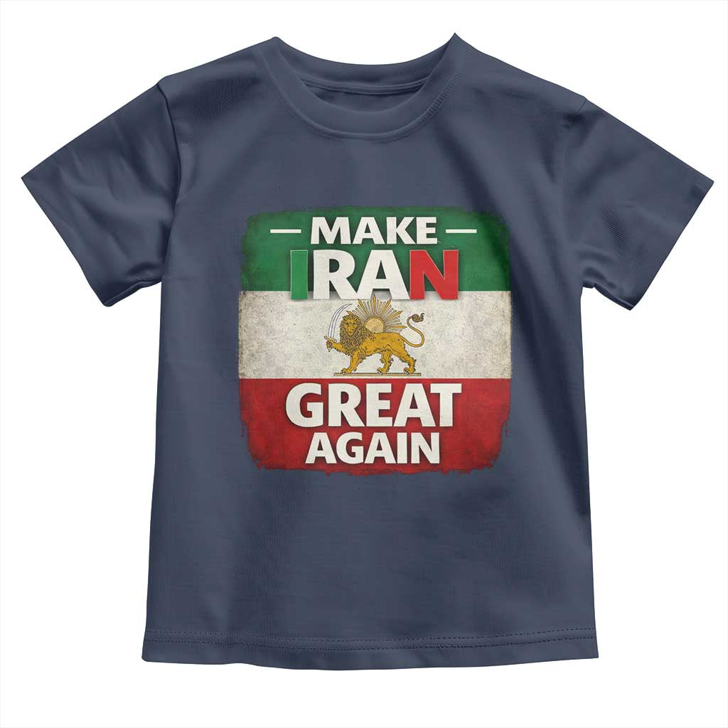 Make Iran Great Again Toddler T Shirt MIGA Vintage Persian Lion Flag TS11 Navy Print Your Wear