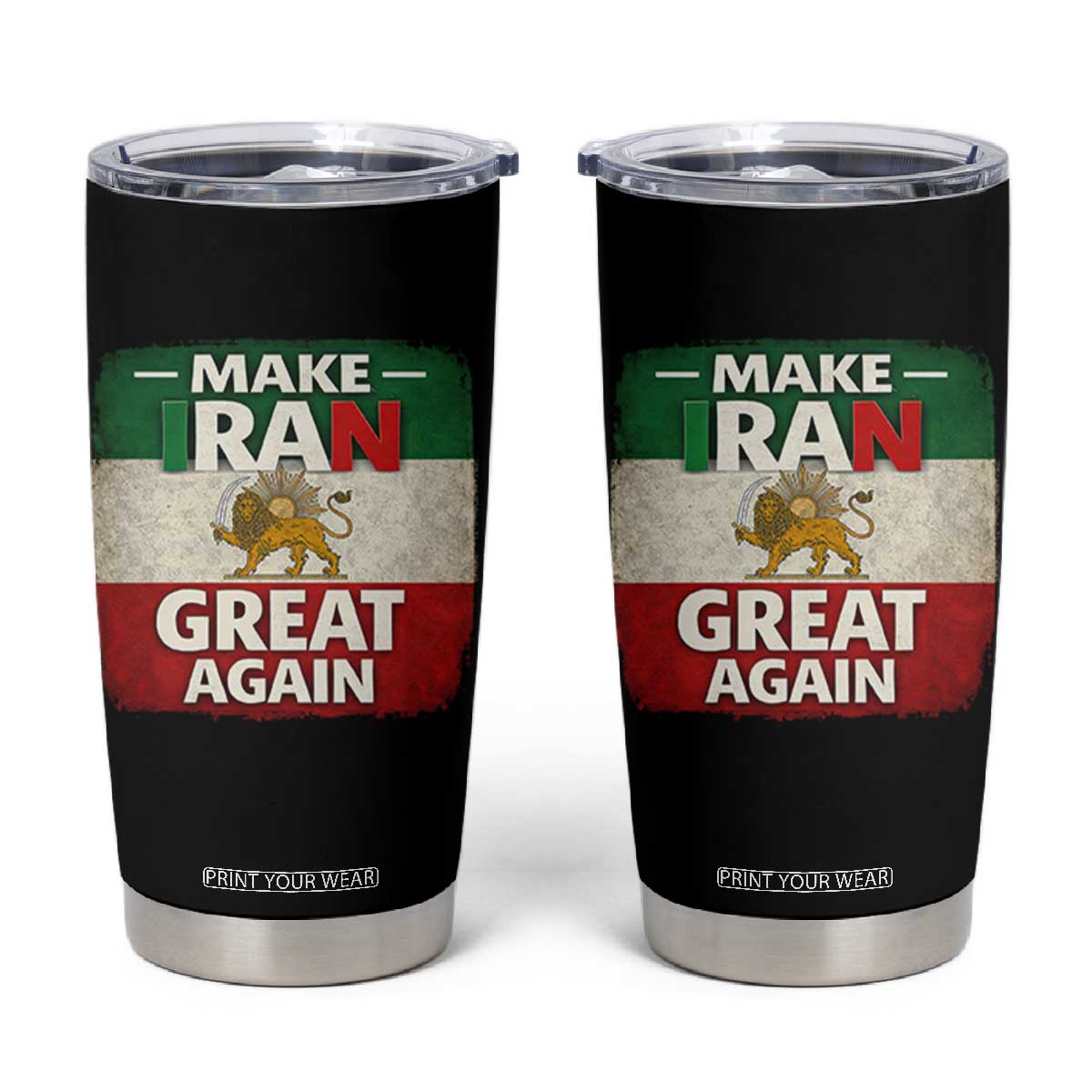 Make Iran Great Again Tumbler Cup MIGA Vintage Persian Lion Flag TS11 Black Print Your Wear