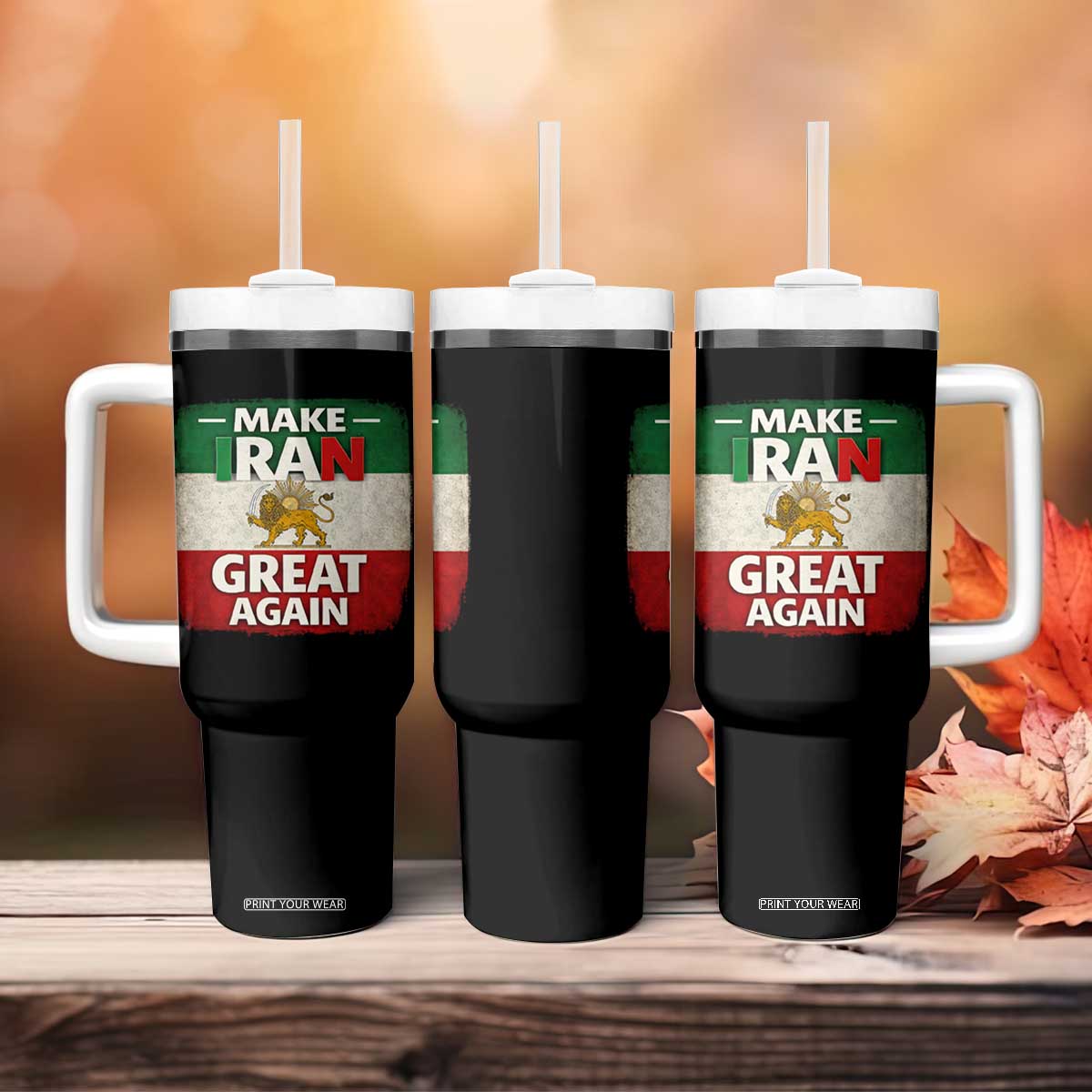 Make Iran Great Again Tumbler With Handle MIGA Vintage Persian Lion Flag TS11 Print Your Wear