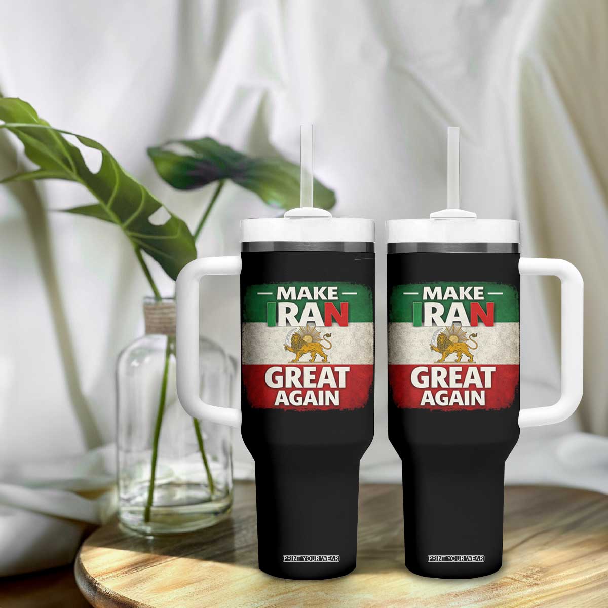 Make Iran Great Again Tumbler With Handle MIGA Vintage Persian Lion Flag TS11 Print Your Wear