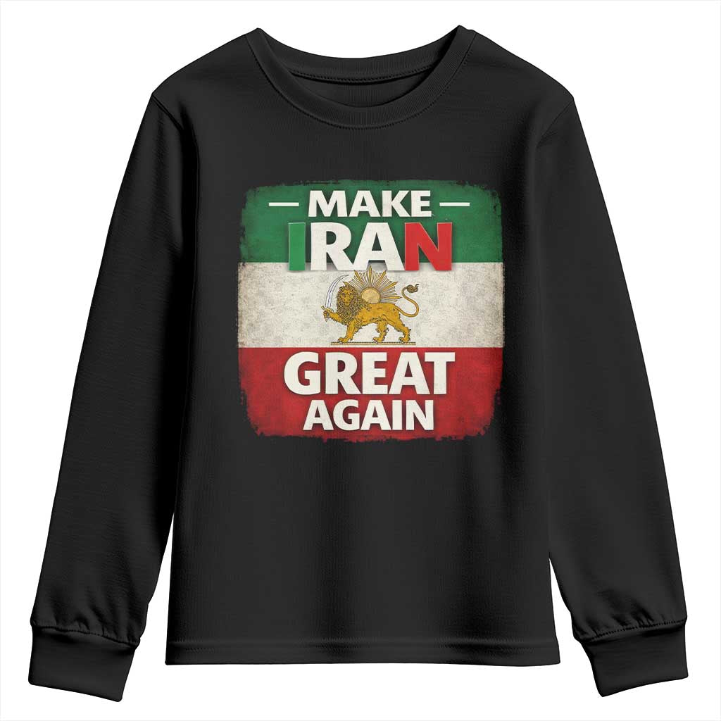 Make Iran Great Again Youth Sweatshirt MIGA Vintage Persian Lion Flag TS11 Black Print Your Wear