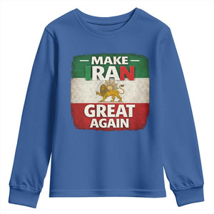 Make Iran Great Again Youth Sweatshirt MIGA Vintage Persian Lion Flag TS11 Royal Blue Print Your Wear