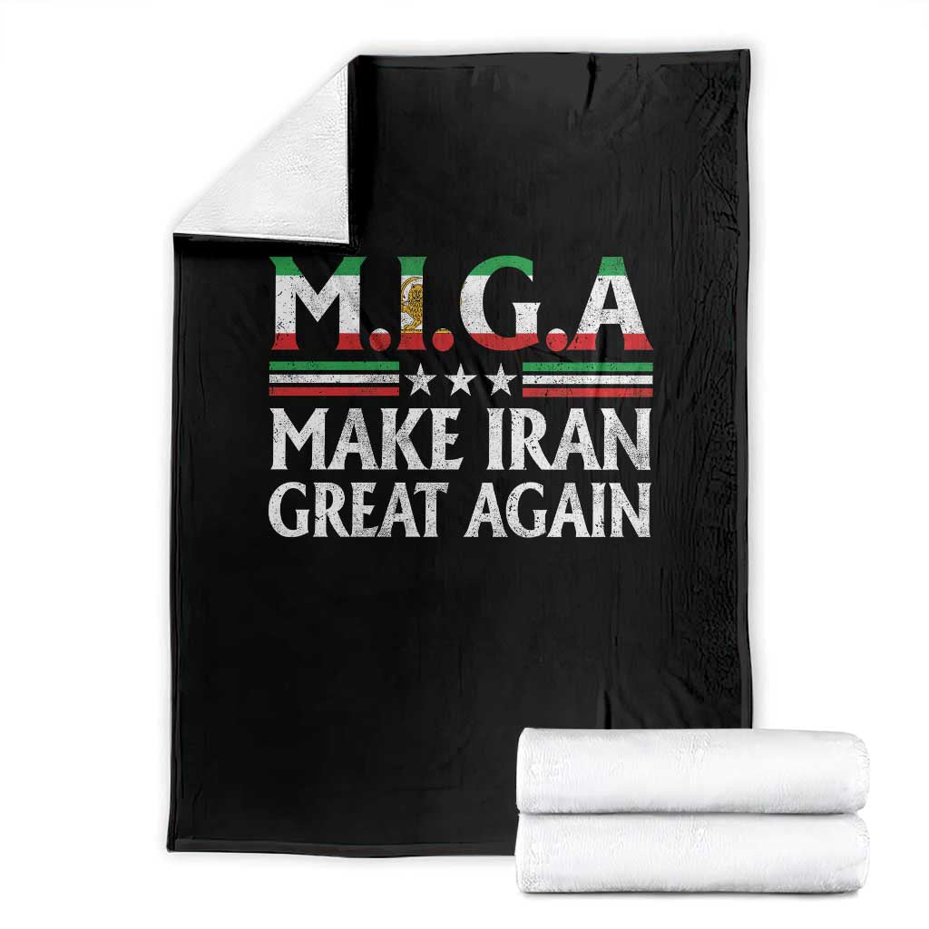 Make Iran Great Again Throw Blanket MIGA Emblem Of Iran Persian Lion Flag TS11 Black Print Your Wear