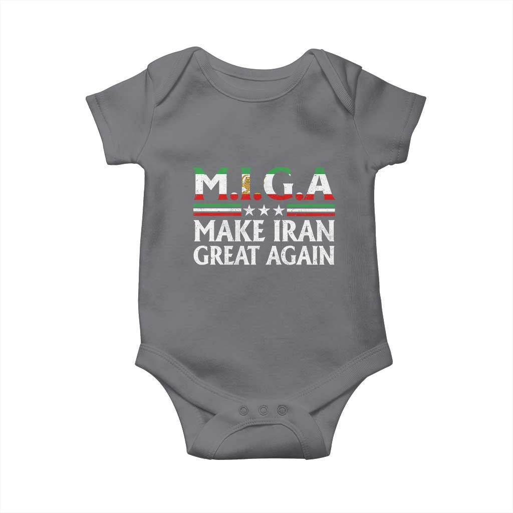 Make Iran Great Again Baby Onesie MIGA Emblem Of Iran Persian Lion Flag TS11 Charcoal Print Your Wear