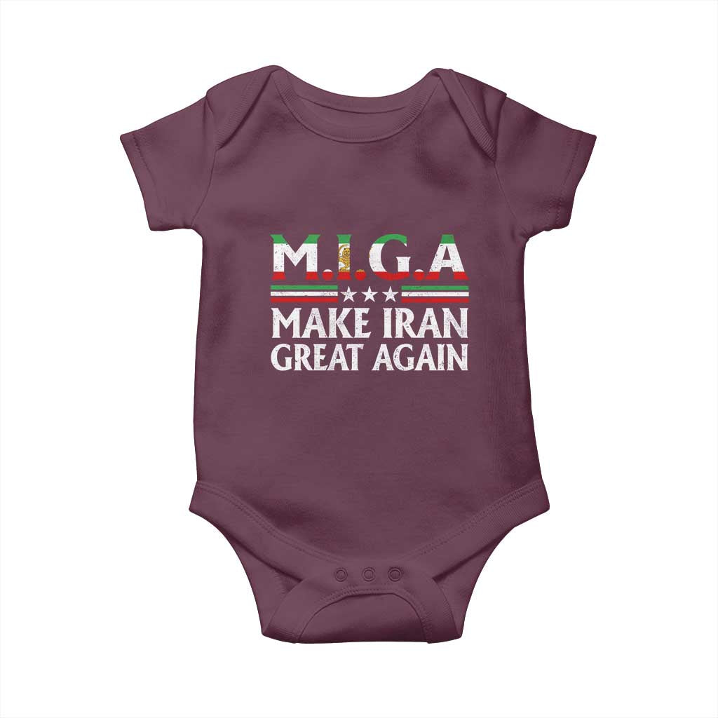 Make Iran Great Again Baby Onesie MIGA Emblem Of Iran Persian Lion Flag TS11 Maroon Print Your Wear
