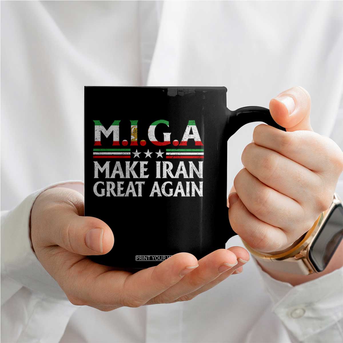 Make Iran Great Again Coffee Mug MIGA Emblem Of Iran Persian Lion Flag TS11 Print Your Wear
