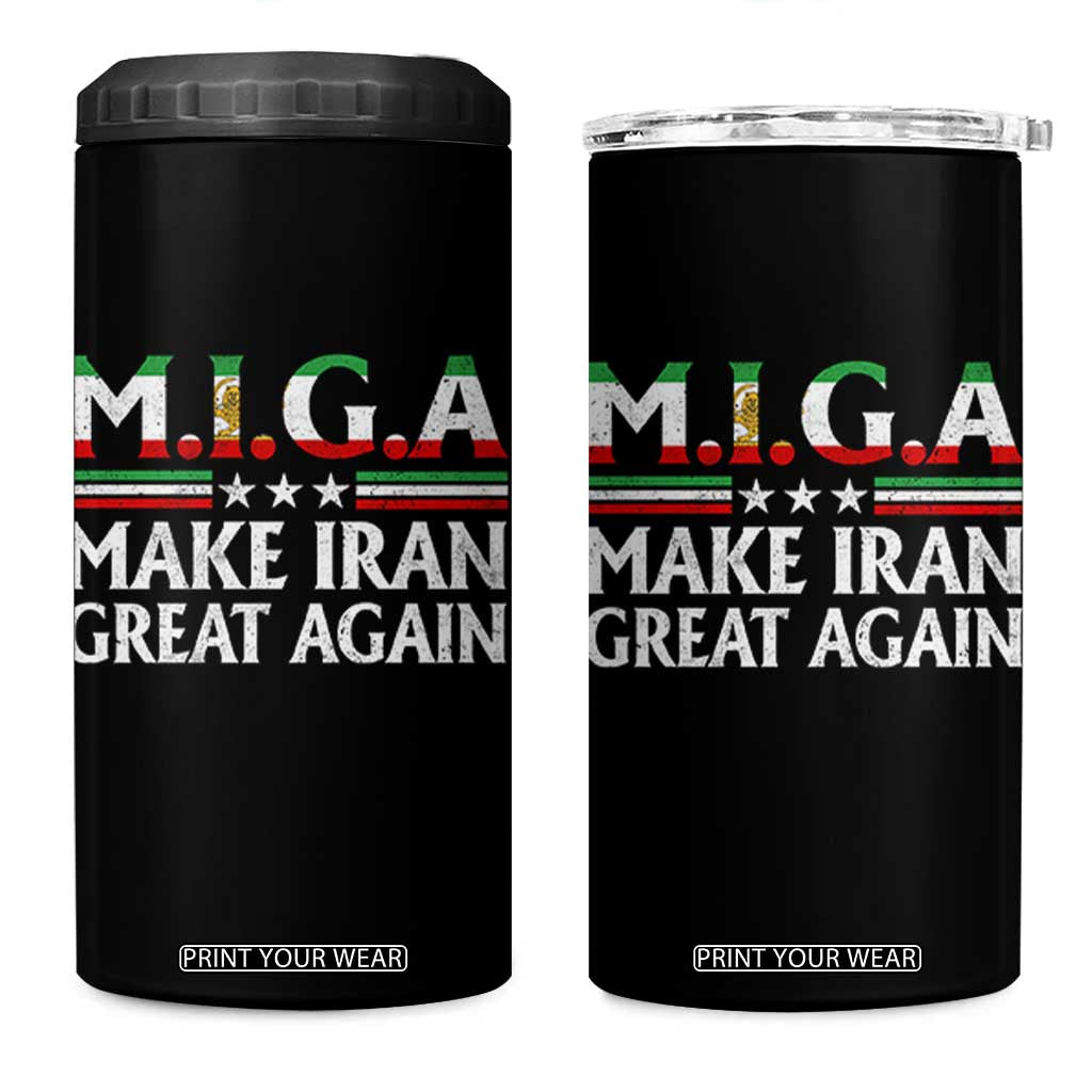 Make Iran Great Again 4 in 1 Can Cooler Tumbler MIGA Emblem Of Iran Persian Lion Flag TS11 One Size: 16 oz Black Print Your Wear
