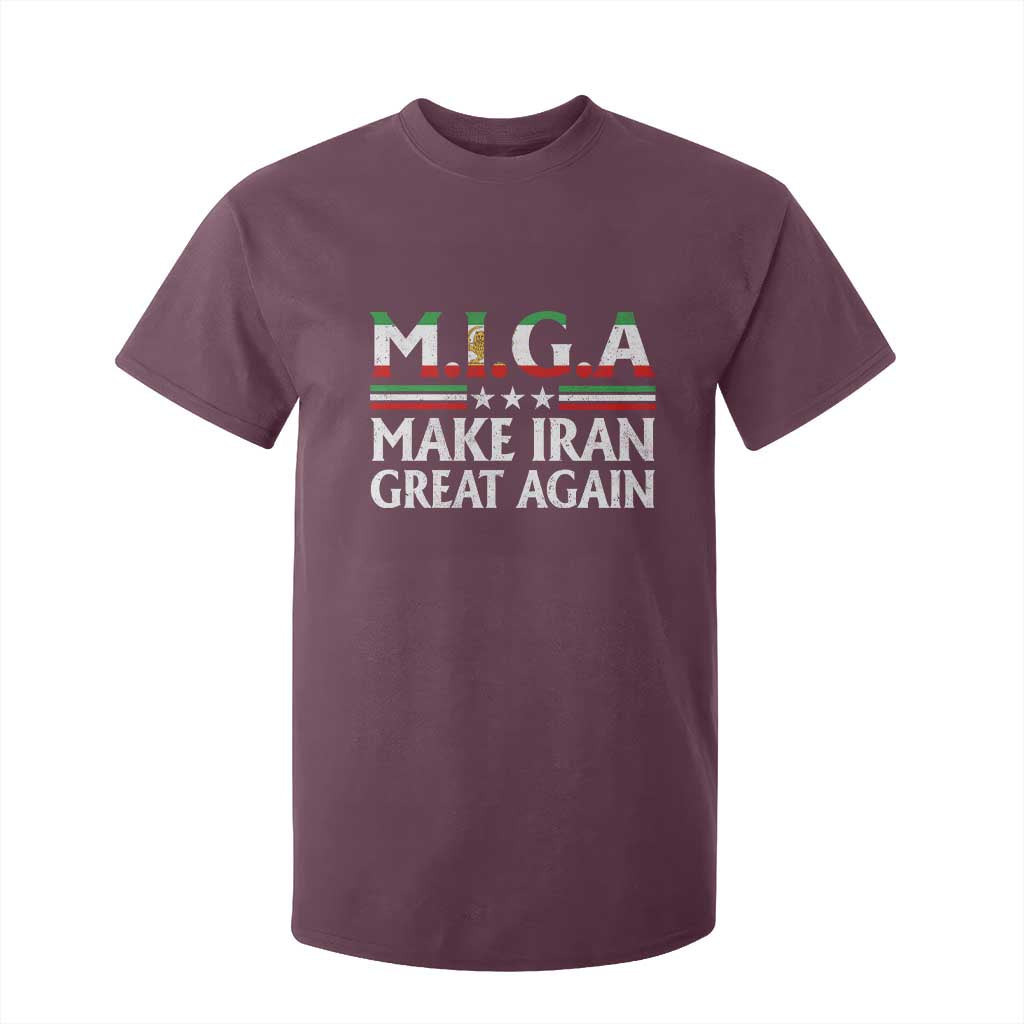 Make Iran Great Again T Shirt For Kid MIGA Emblem Of Iran Persian Lion Flag TS11 Maroon Print Your Wear