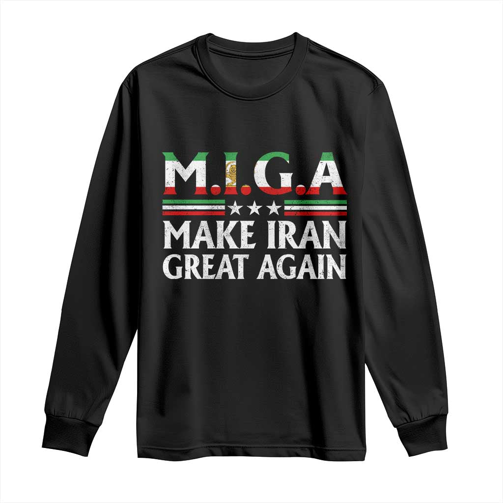Make Iran Great Again Long Sleeve Shirt MIGA Emblem Of Iran Persian Lion Flag TS11 Black Print Your Wear