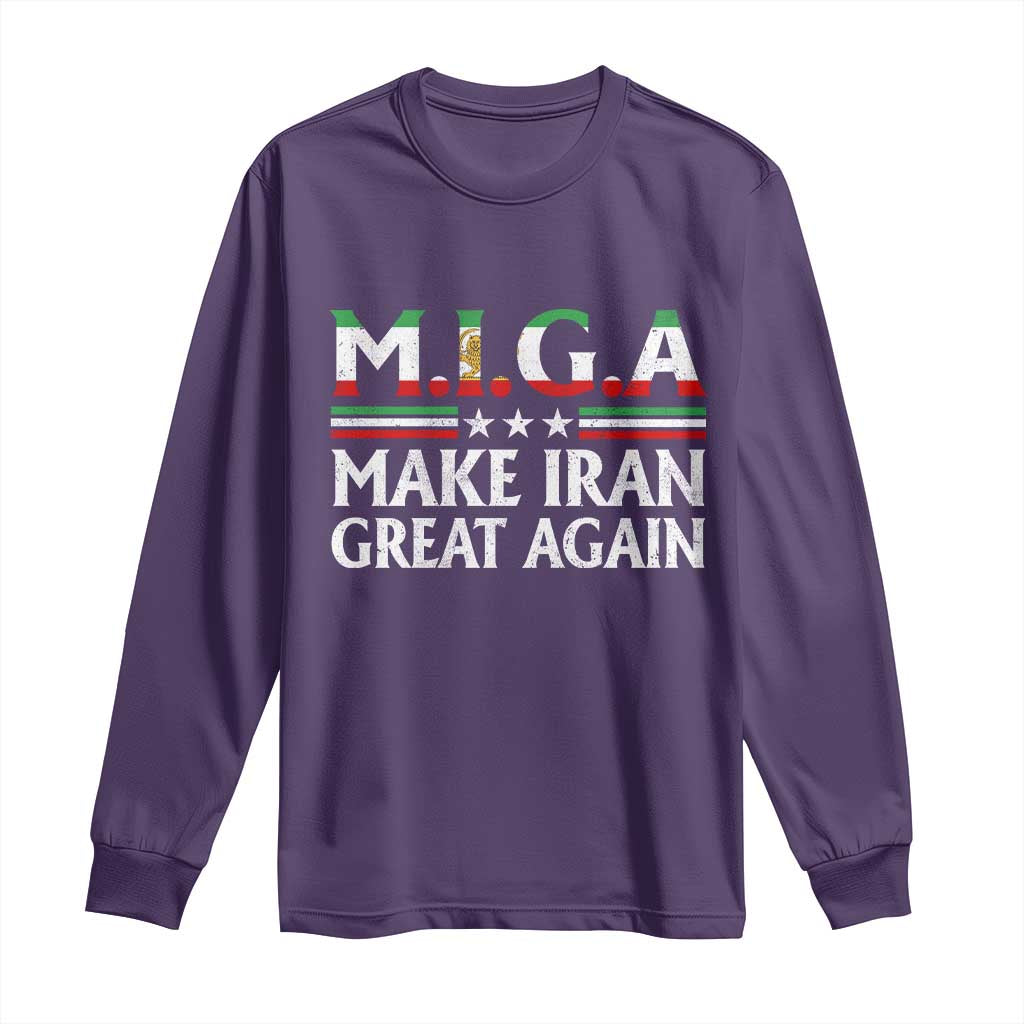 Make Iran Great Again Long Sleeve Shirt MIGA Emblem Of Iran Persian Lion Flag TS11 Purple Print Your Wear