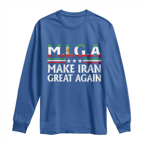 Make Iran Great Again Long Sleeve Shirt MIGA Emblem Of Iran Persian Lion Flag TS11 Royal Blue Print Your Wear