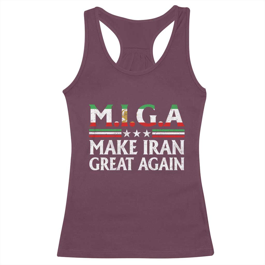 Make Iran Great Again Racerback Tank Top MIGA Emblem Of Iran Persian Lion Flag TS11 Maroon Print Your Wear
