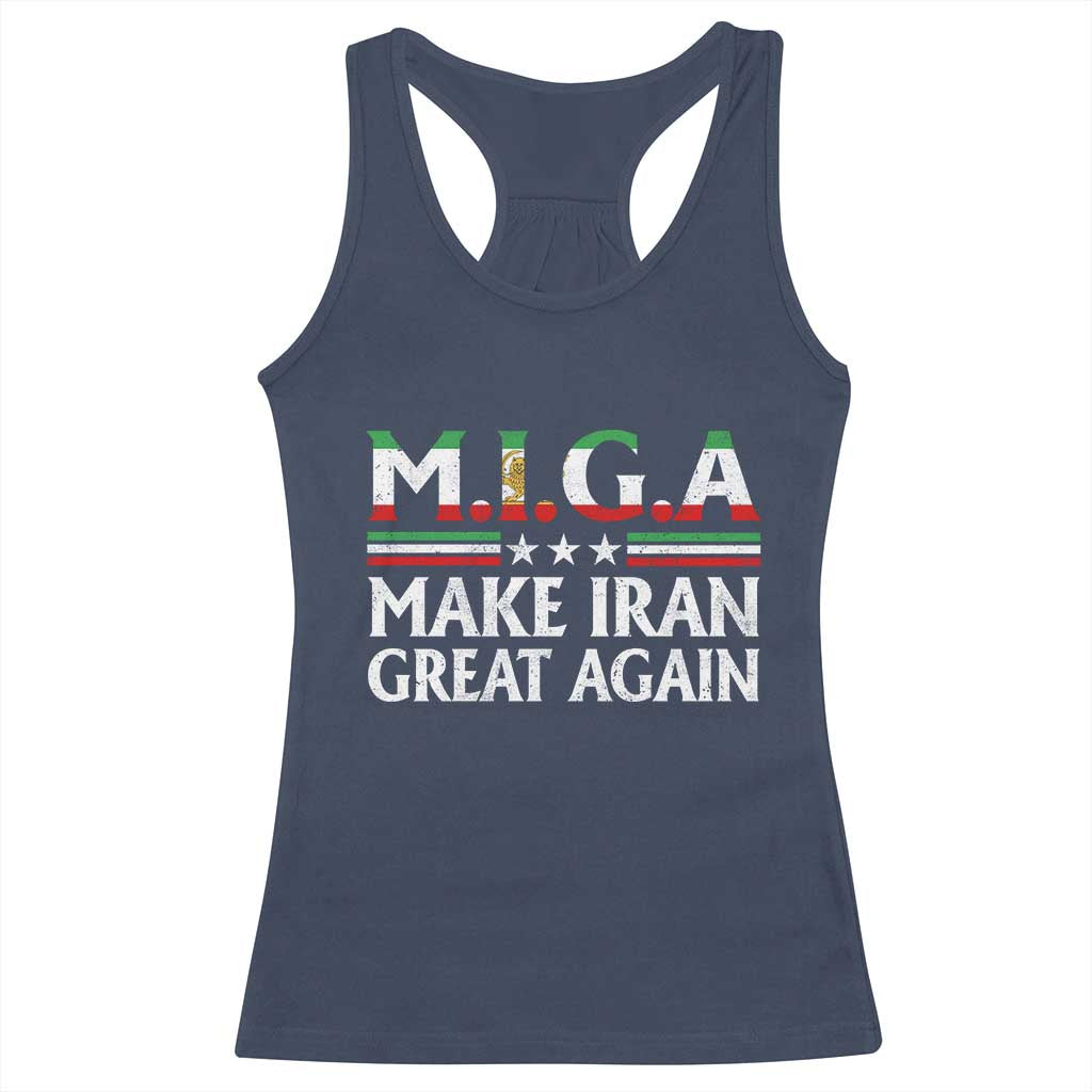 Make Iran Great Again Racerback Tank Top MIGA Emblem Of Iran Persian Lion Flag TS11 Navy Print Your Wear