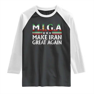 Make Iran Great Again Raglan Shirt MIGA Emblem Of Iran Persian Lion Flag TS11 Black White Print Your Wear