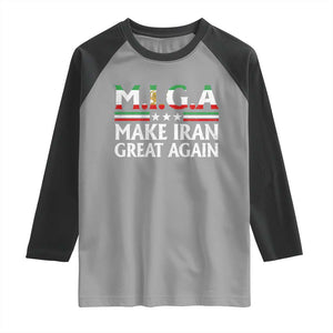 Make Iran Great Again Raglan Shirt MIGA Emblem Of Iran Persian Lion Flag TS11 Sport Gray Black Print Your Wear