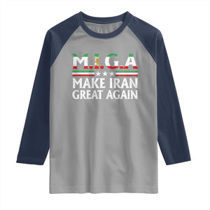 Make Iran Great Again Raglan Shirt MIGA Emblem Of Iran Persian Lion Flag TS11 Sport Gray Navy Print Your Wear