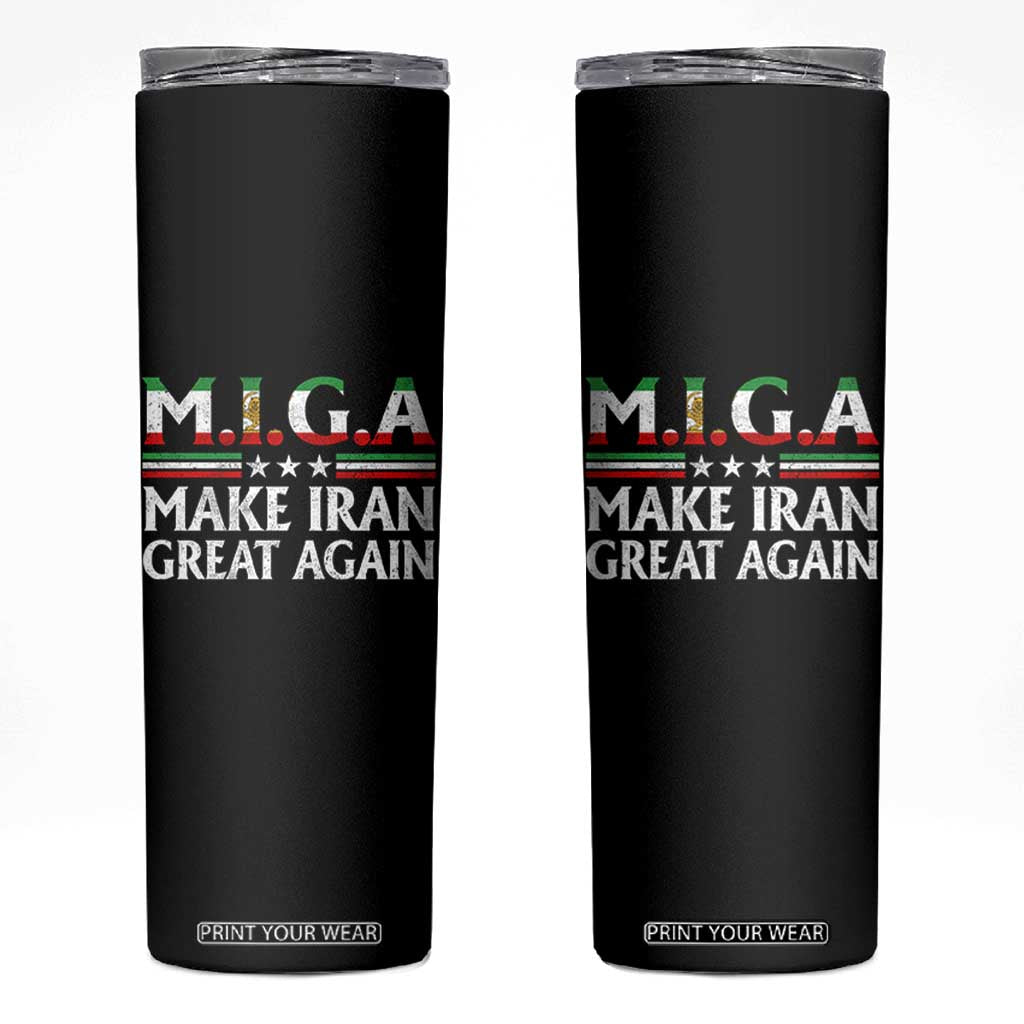 Make Iran Great Again Skinny Tumbler MIGA Emblem Of Iran Persian Lion Flag TS11 Black Print Your Wear