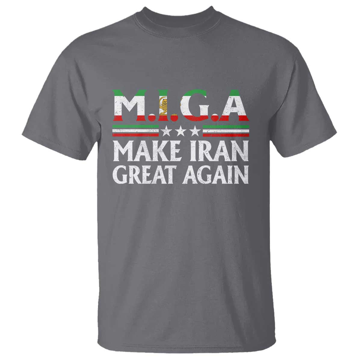 Make Iran Great Again T Shirt MIGA Emblem Of Iran Persian Lion Flag TS11 Charcoal Print Your Wear