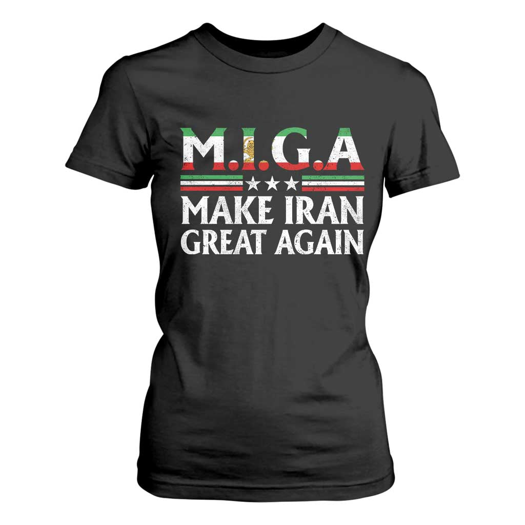 Make Iran Great Again T Shirt For Women MIGA Emblem Of Iran Persian Lion Flag TS11 Black Print Your Wear