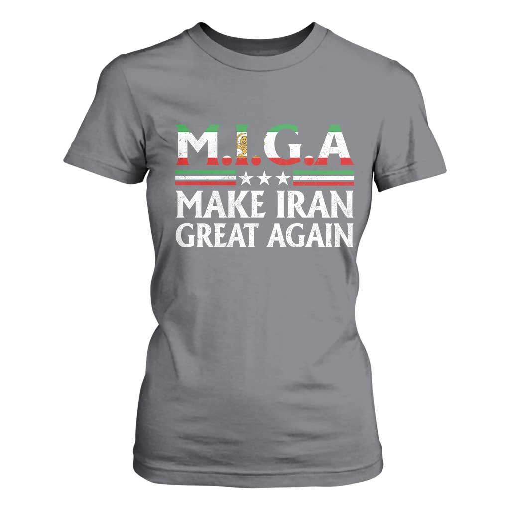 Make Iran Great Again T Shirt For Women MIGA Emblem Of Iran Persian Lion Flag TS11 Charcoal Print Your Wear