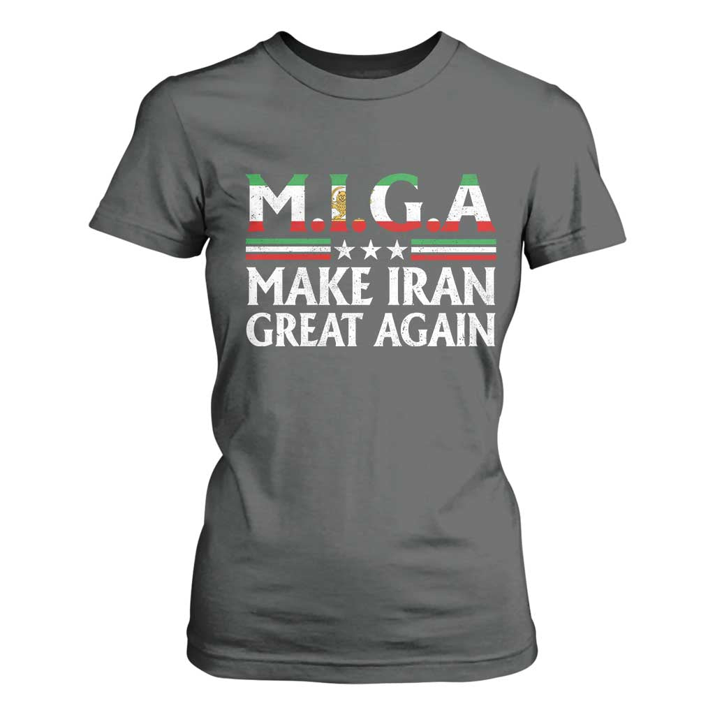 Make Iran Great Again T Shirt For Women MIGA Emblem Of Iran Persian Lion Flag TS11 Dark Heather Print Your Wear