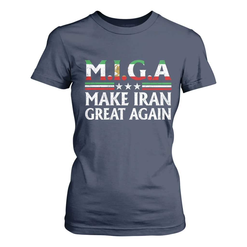 Make Iran Great Again T Shirt For Women MIGA Emblem Of Iran Persian Lion Flag TS11 Navy Print Your Wear