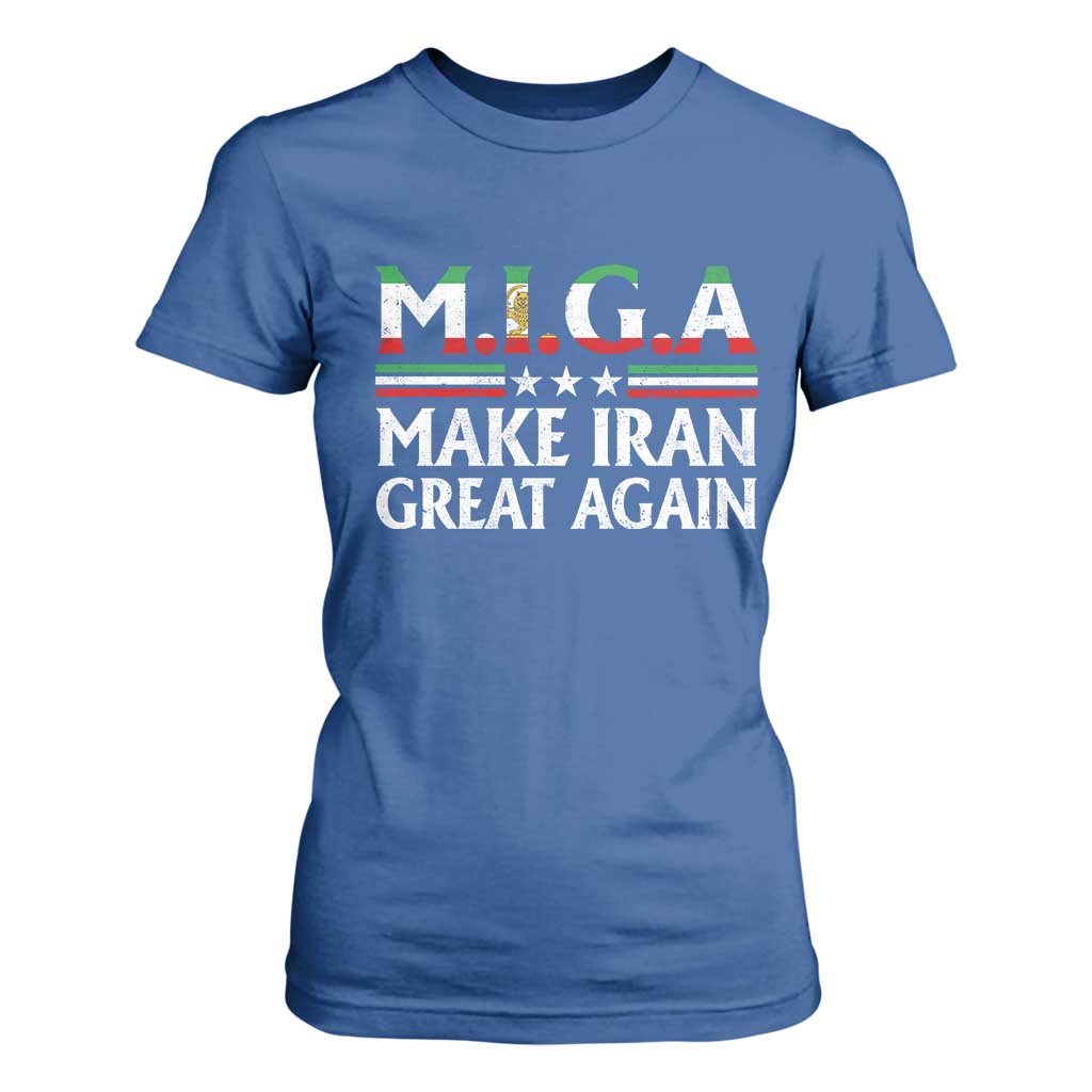 Make Iran Great Again T Shirt For Women MIGA Emblem Of Iran Persian Lion Flag TS11 Royal Blue Print Your Wear