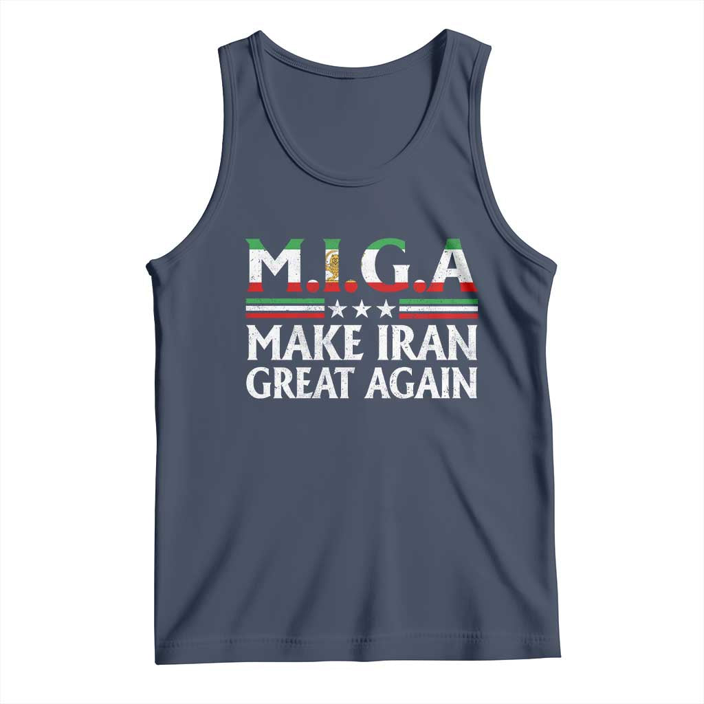 Make Iran Great Again Tank Top MIGA Emblem Of Iran Persian Lion Flag TS11 Navy Print Your Wear