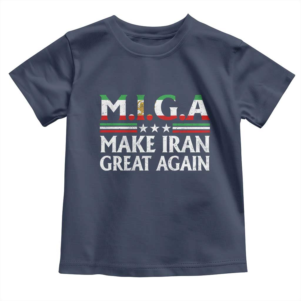 Make Iran Great Again Toddler T Shirt MIGA Emblem Of Iran Persian Lion Flag TS11 Navy Print Your Wear